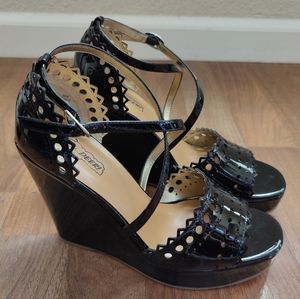 NWT Vintage Y2k Oh Deer! Murray Black 4" Platform Strap Heels Wedge sandal